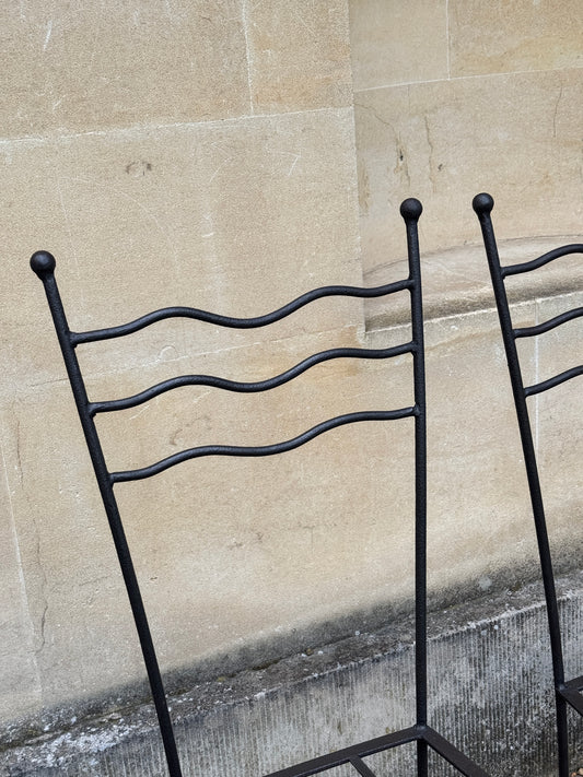 Set of 4 French Wrought Iron Post-modern Squiggle Dining Chairs