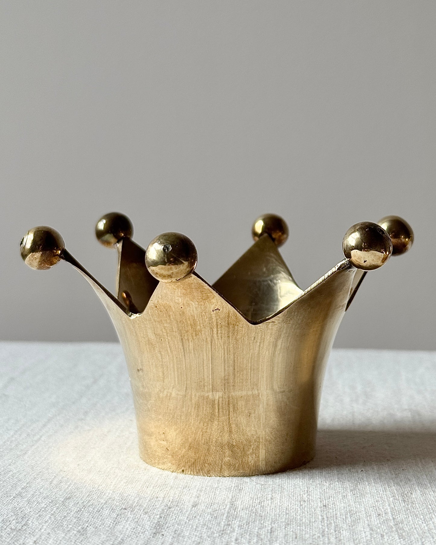 Pair of Swedish Brass Crown Candleholders