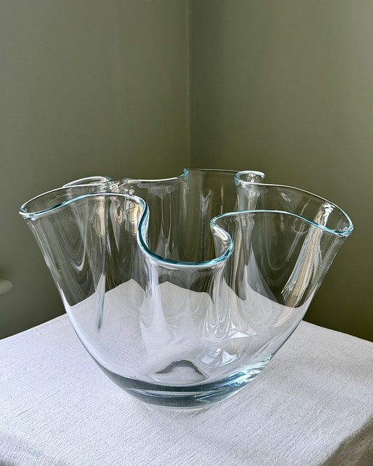 Mid-Century Scandinavian Hand-Blown Glass Hankerchief Vase, attributed to Holmegaard