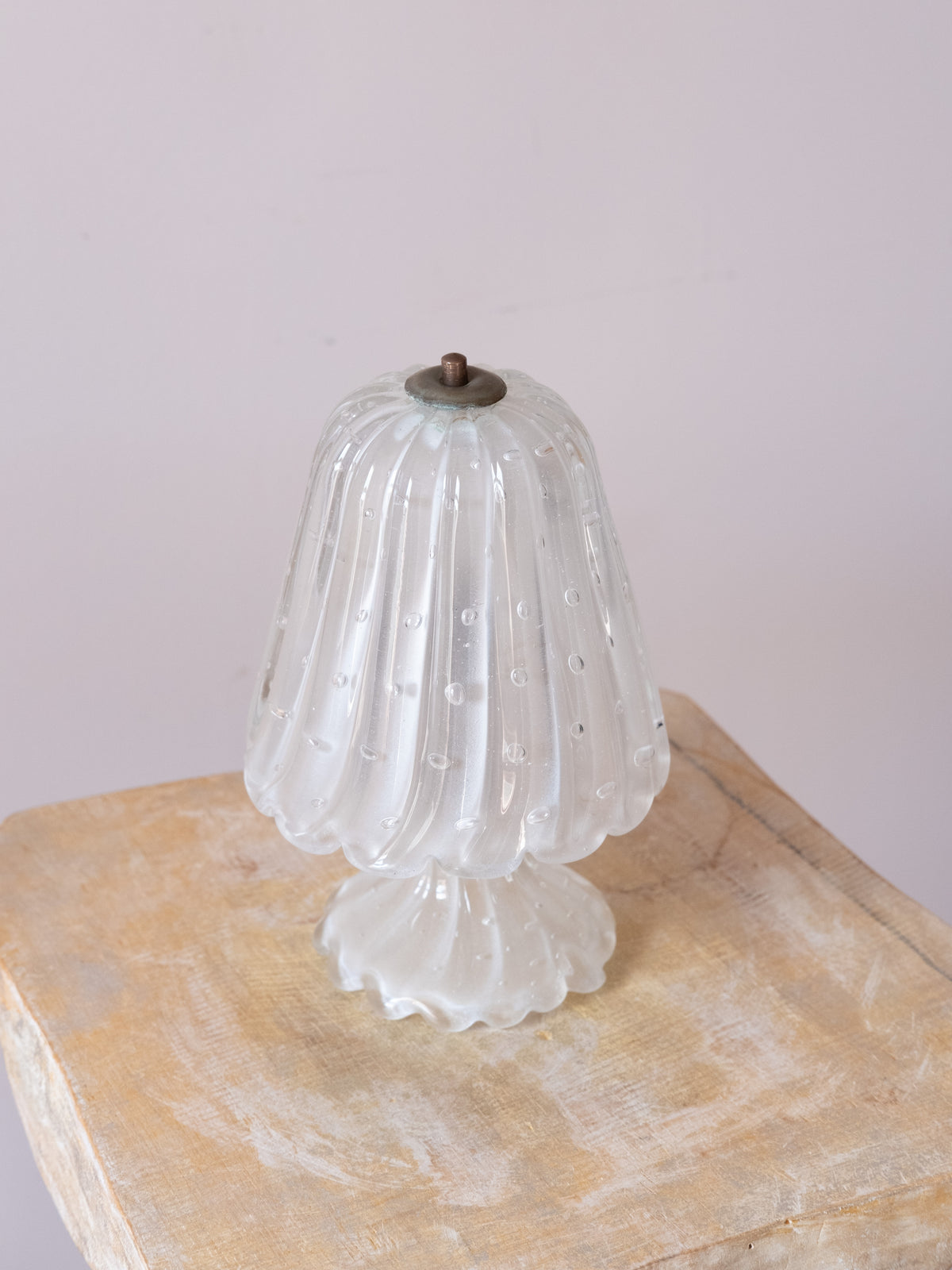 Frosted Murano Glass Table Lamp in the Manner of Barovier, 1940s