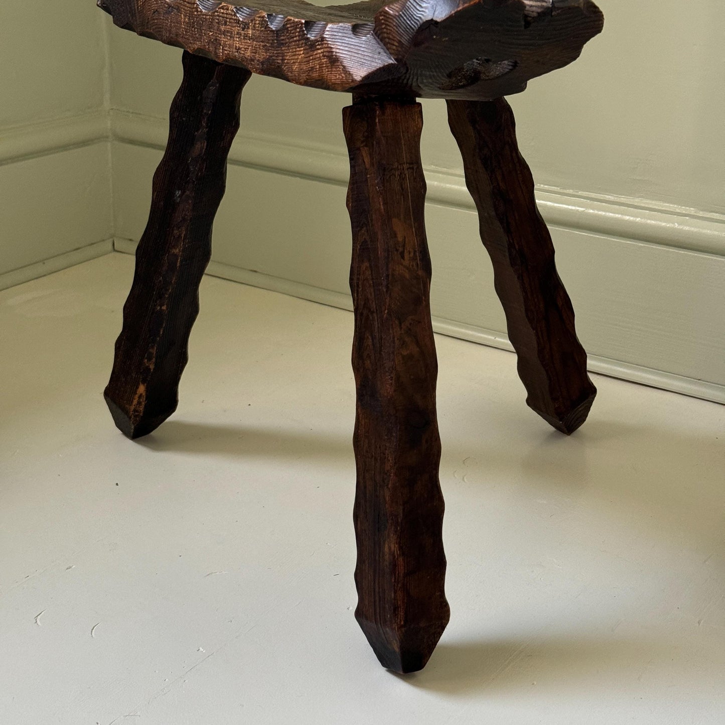 Spanish Brutalist Carved Oak Chair
