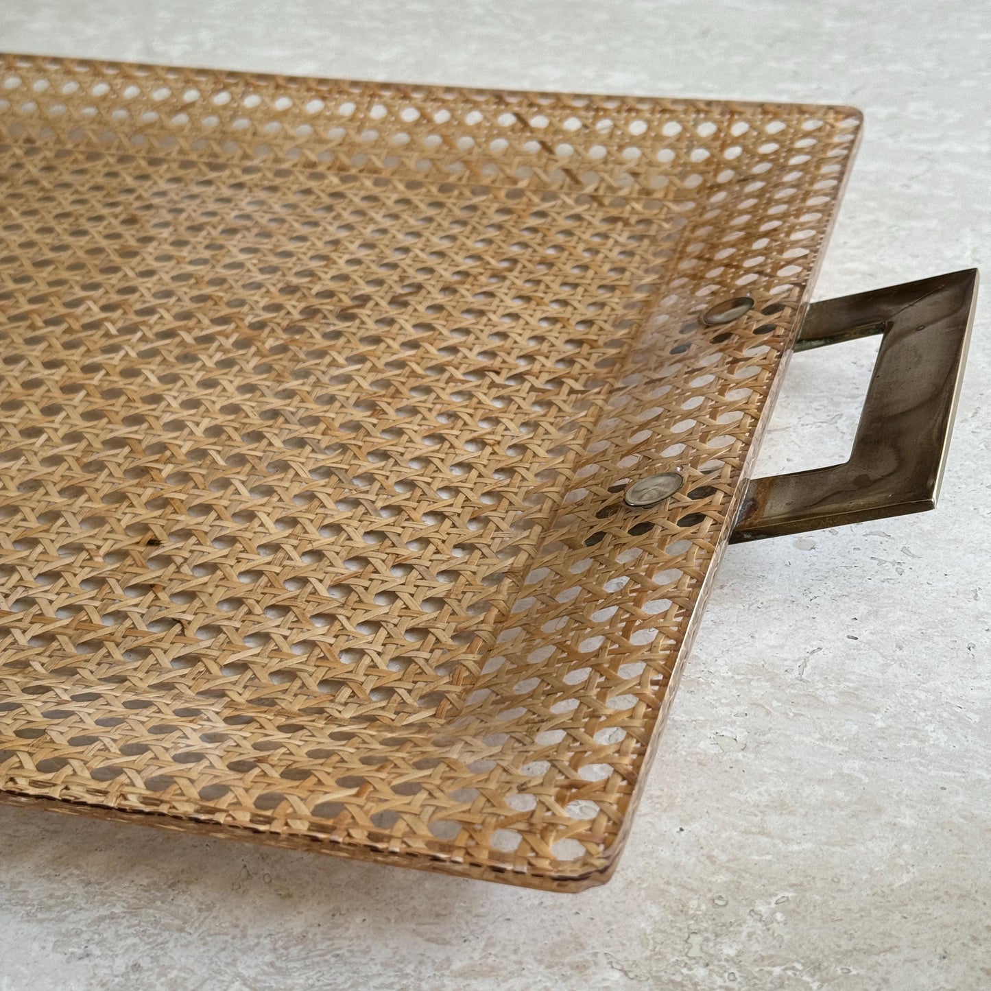 1970's Christian Dior Lucite Cane Brass Tray