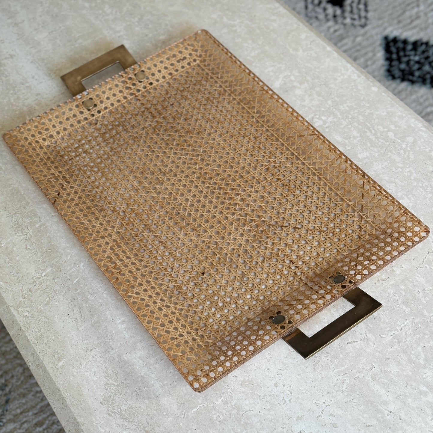 1970's Christian Dior Lucite Cane Brass Tray