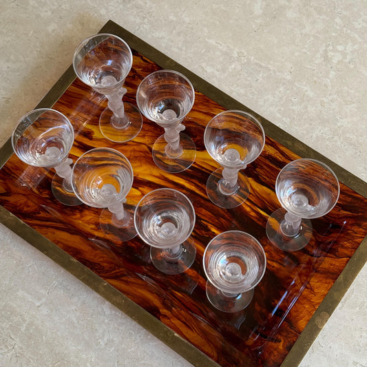 Set of 8 Crystal Venus Lady Liqueur Glasses