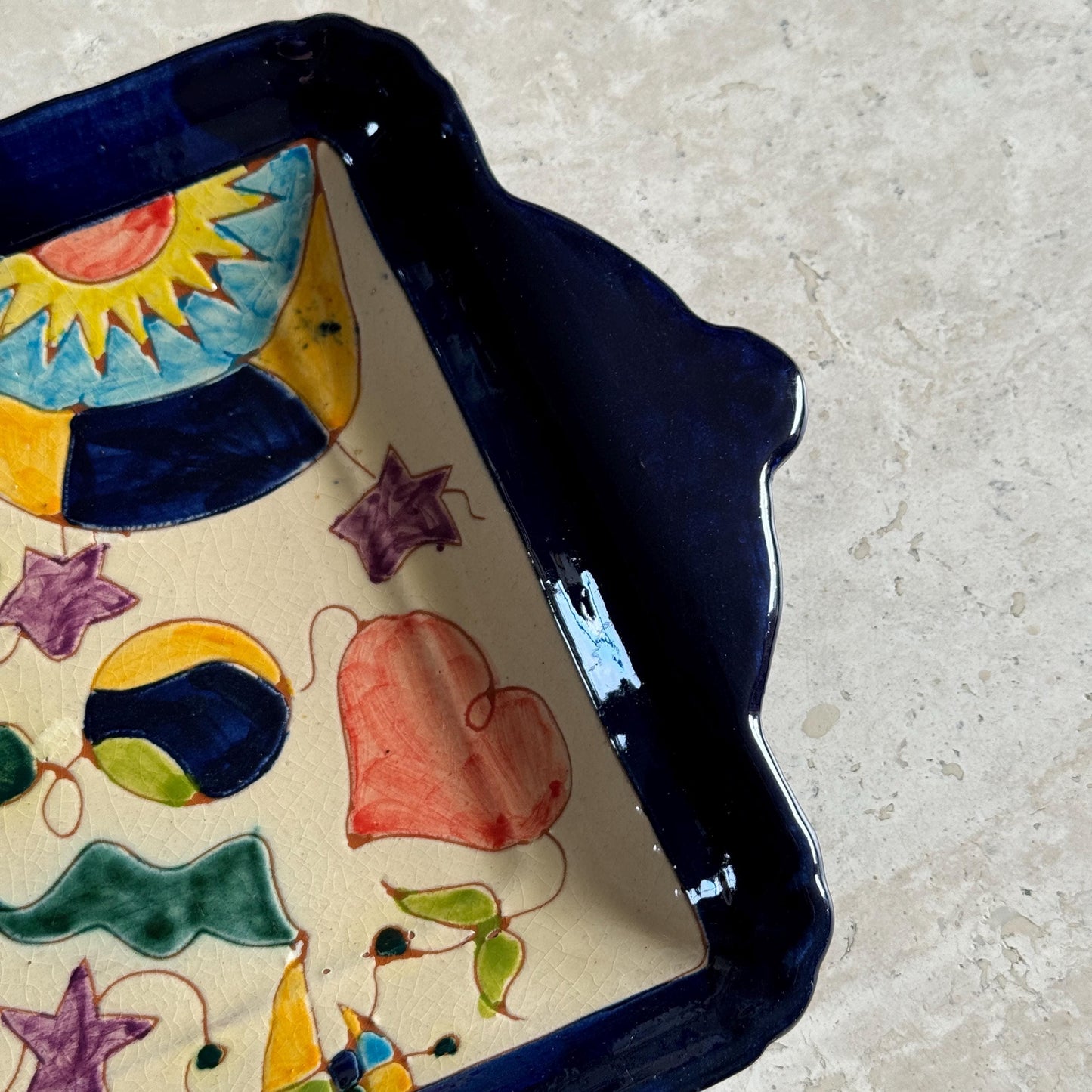 Spanish Colourful Folk Ceramic Dish