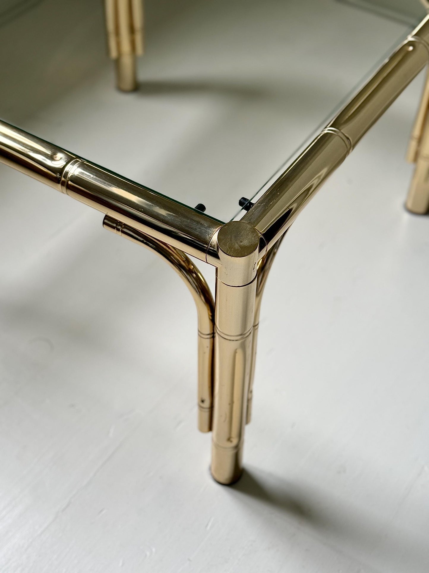 Hollywood Regency Gold Bamboo Coffee Table