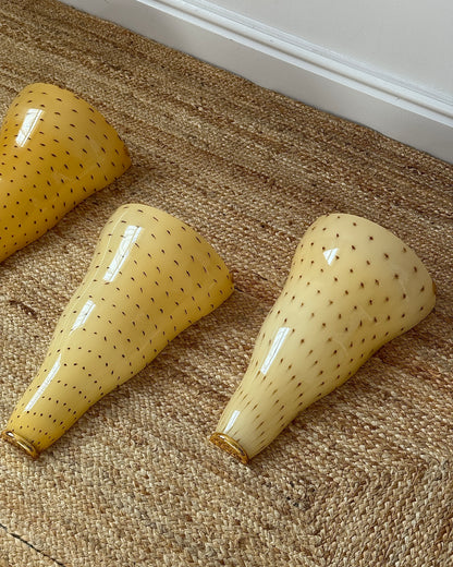 Large Yellow Murano Tapered Sconces with Red Flecks by Toso & Massari for Leucos