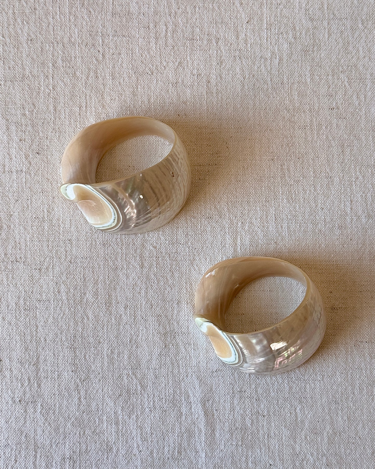 Pair of Pearlescent Shell Napkin Rings