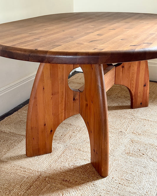 ON HOLD Oval Pine Dining Table by Wasa Möbel, 1980s