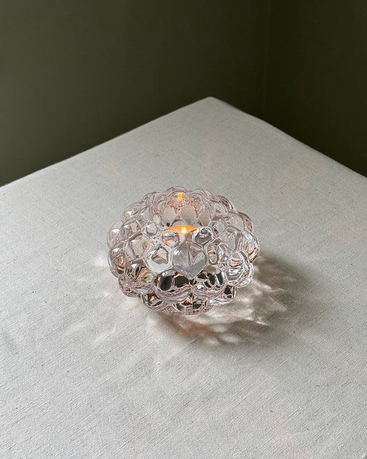 Swedish Orrefors “Raspberry” Glass Tealight Holder