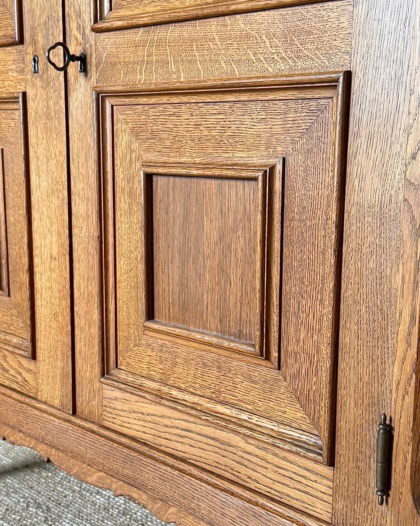 Geometric Oak Danish Cabinet Sideboard, Circa 1930’s