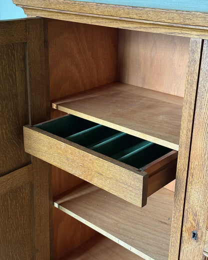 Geometric Oak Danish Cabinet Sideboard, Circa 1930’s