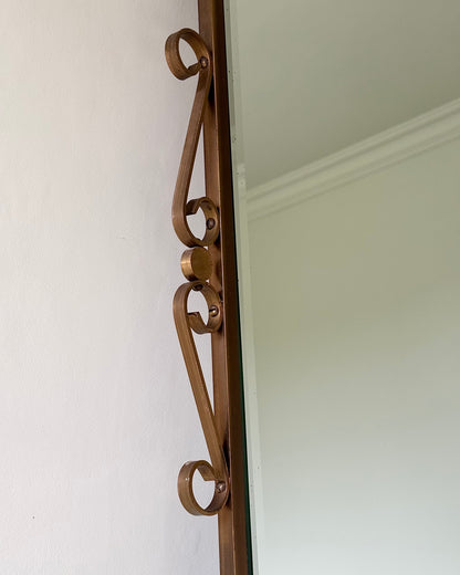 Mid-century Belgian Solid Brass Scrollwork Mirror
