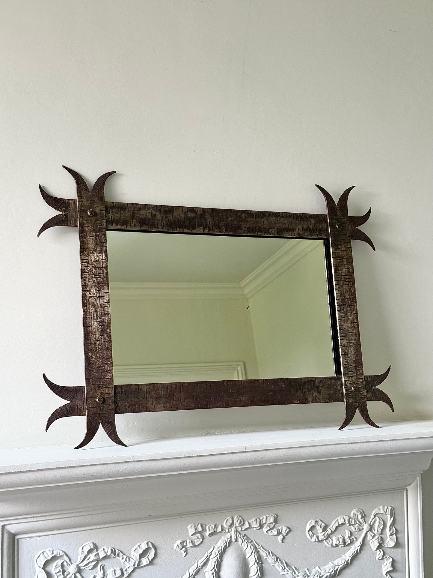 French Primitive Iron Mirror
