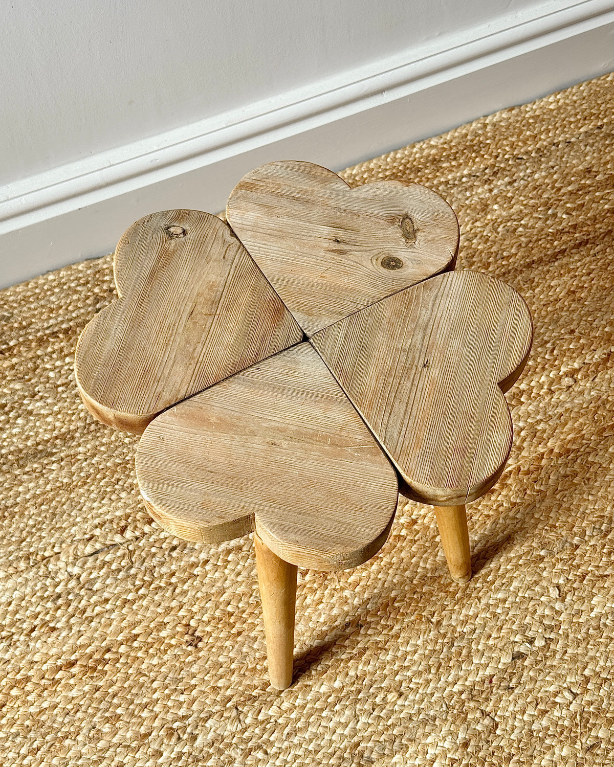 Swedish Pine Clover Stool, c.1960s