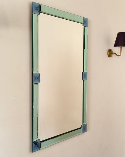 Italian Bevelled Green & Blue Mirror - Club Sourced