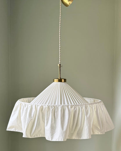 Josef Frank for Svenskt Tenn  “Carl Larsson’s Lamp” Pleated Silk & Brass Pendant, Sweden circa 1940s
