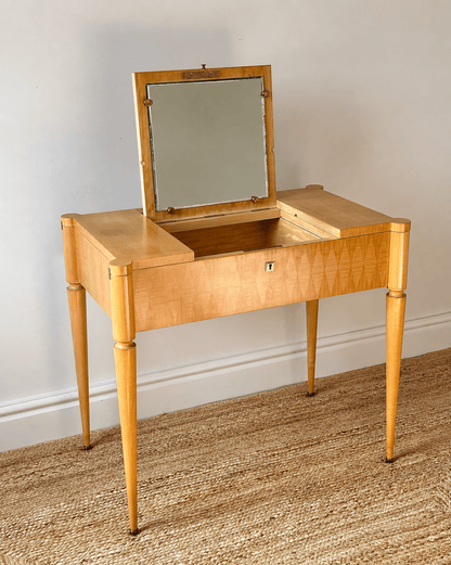 French Lift Top Dressing Table with Geometric Parquetry, c.1950 - Club Sourced