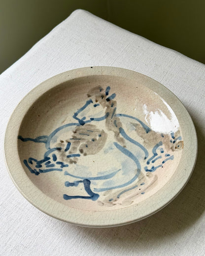 Mid-century Studio Pottery Stylised Horse Plate