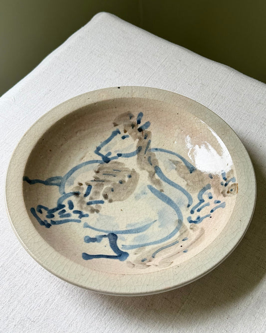 Mid-century Studio Pottery Stylised Horse Plate