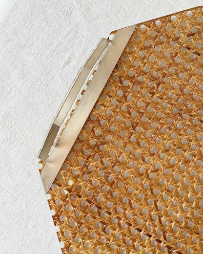 Octagonal Cane and Lucite Tray, Italian c.1970s
