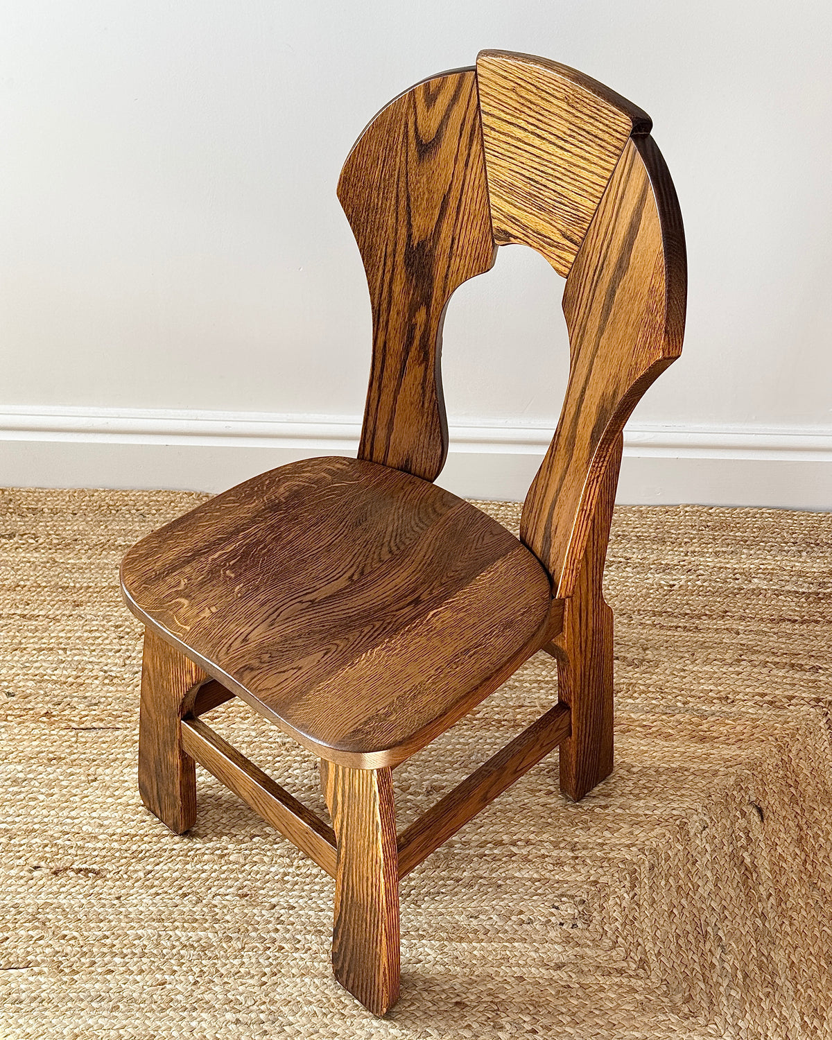 Set of 6 Belgian Oak Dining Chairs, c.1970