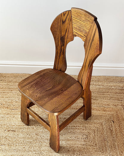 Set of 6 Belgian Oak Dining Chairs, c.1970