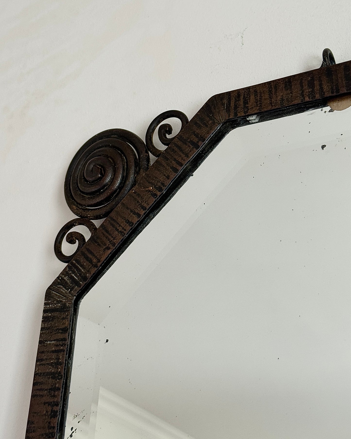 French Art Deco Wrought Iron Mirror, c.1930
