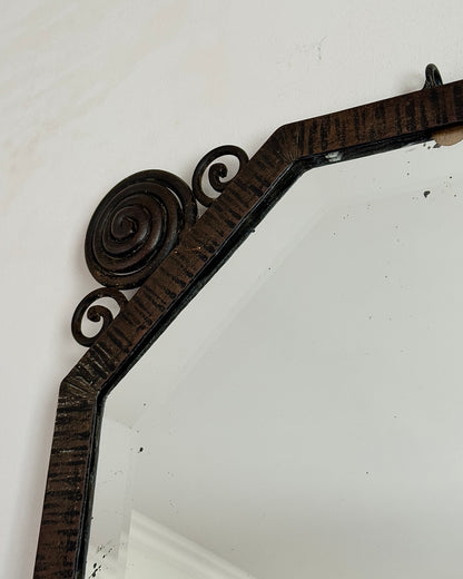 French Art Deco Wrought Iron Mirror, c.1930