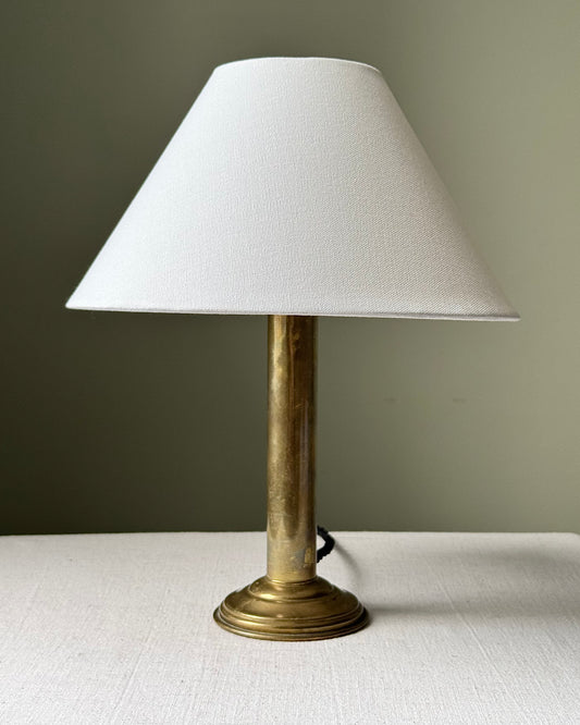 Vintage French Brass Column Table Lamp