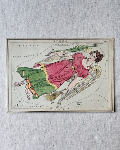 Antique Hand-Painted Constellation Print ‘Urania’s Mirror’ by Sidney Hall c. 1825