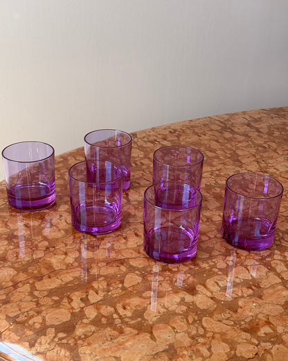 Set of 6 French Violet Crystal Tumblers by Cristal d'Arques