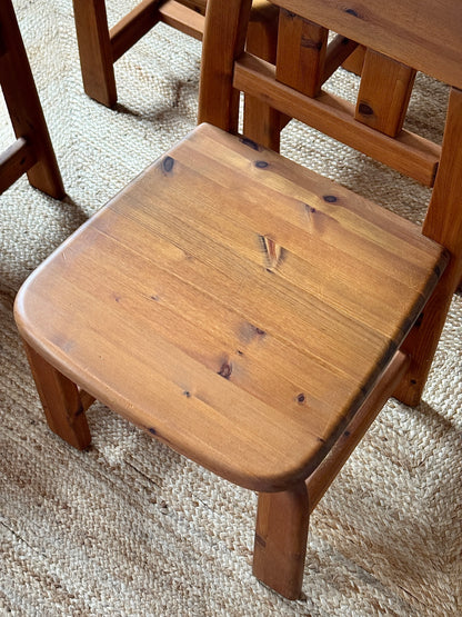 Set of 6 Pine Dining Chairs by Wasa Möbel Including Two Carvers, 1980s
