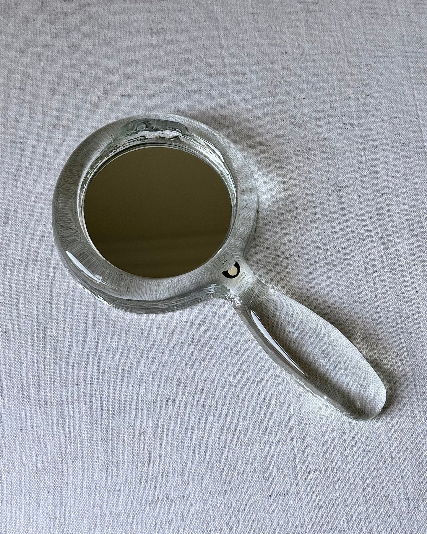 Mid-Century Pukeberg Swedish Glass Hand Mirror