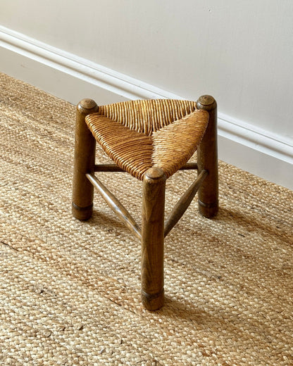 French Oak & Rush Stool - Club Sourced
