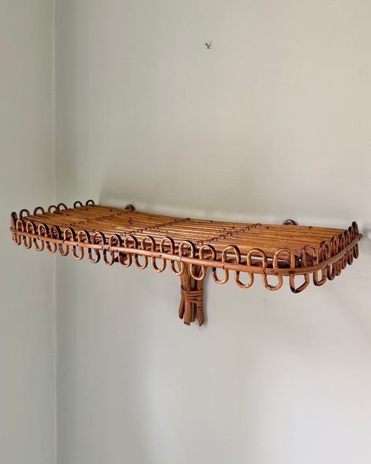 Italian Looped Bamboo & Rattan Wall Shelf