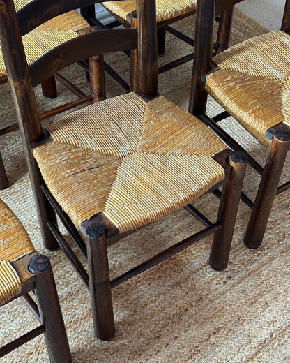 Set of 6 French Rush Ladderback Dining Chairs