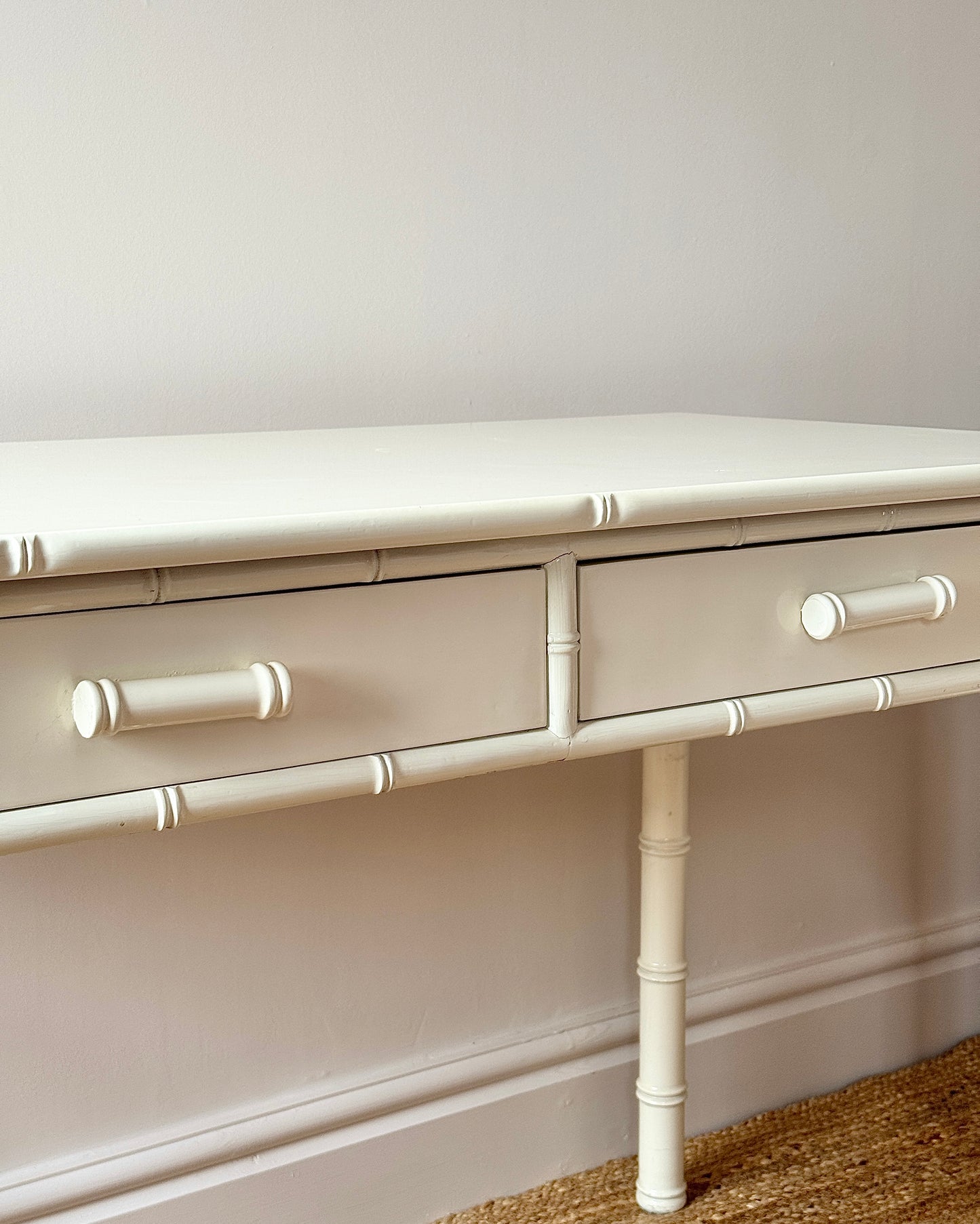 Faux Bamboo White Lacquered Dressing Table