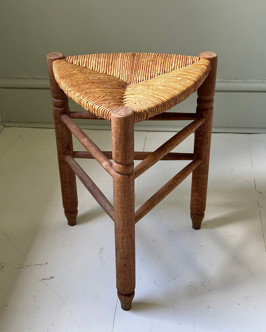 French Triangular Rush Seat Stool
