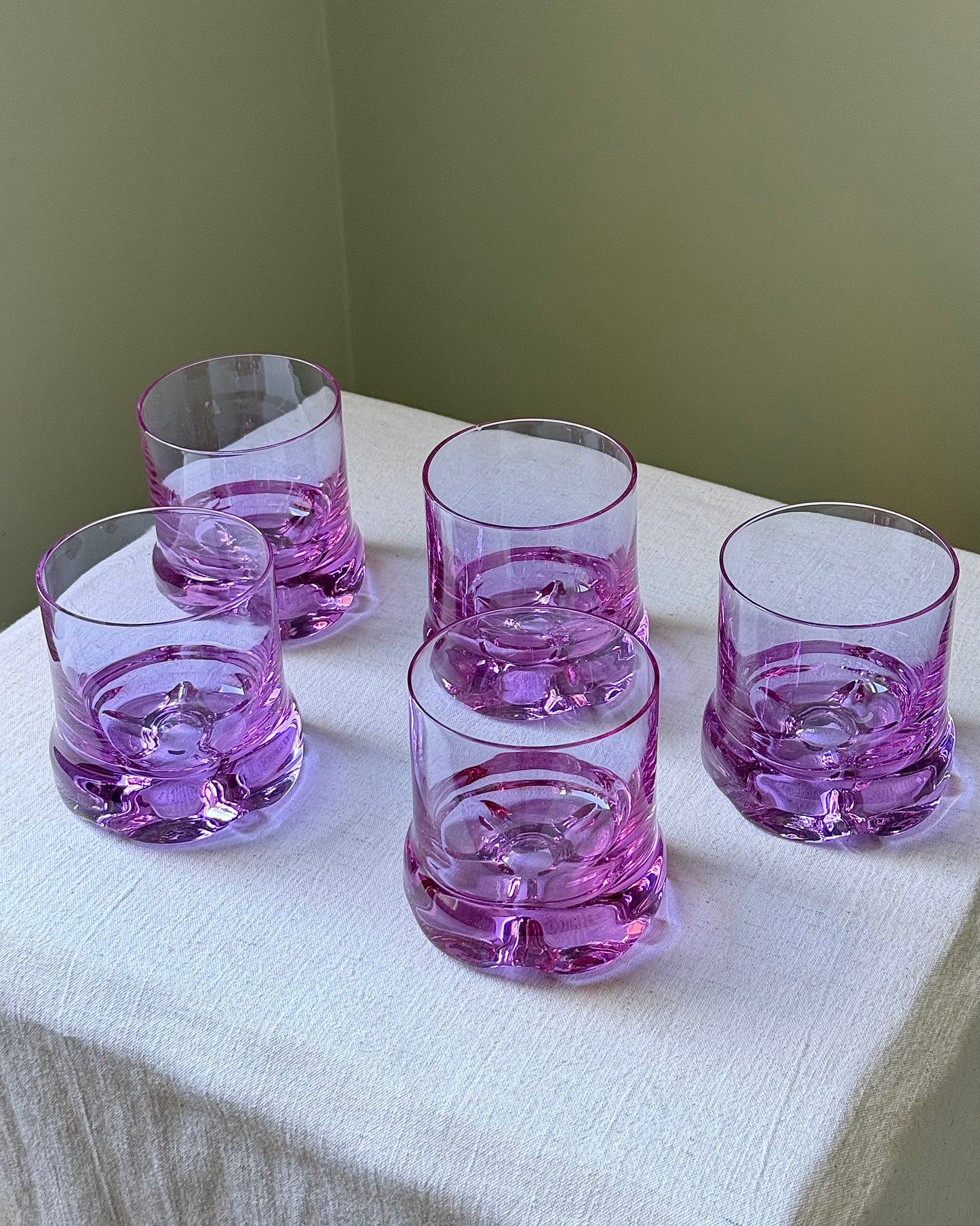 Set of 5 Murano Alexandrite Crystal Glass Tumblers, circa 1970’s