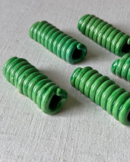 French Coiled Green Ceramic Cutlery Rests - 12 Available