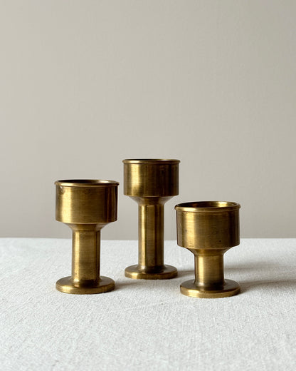Set of 3 Swedish Tiered Brass Candleholders