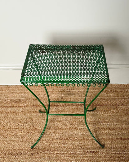 Mid-Century French Perforated Iron Side Table in the style of Mathieu Matégot