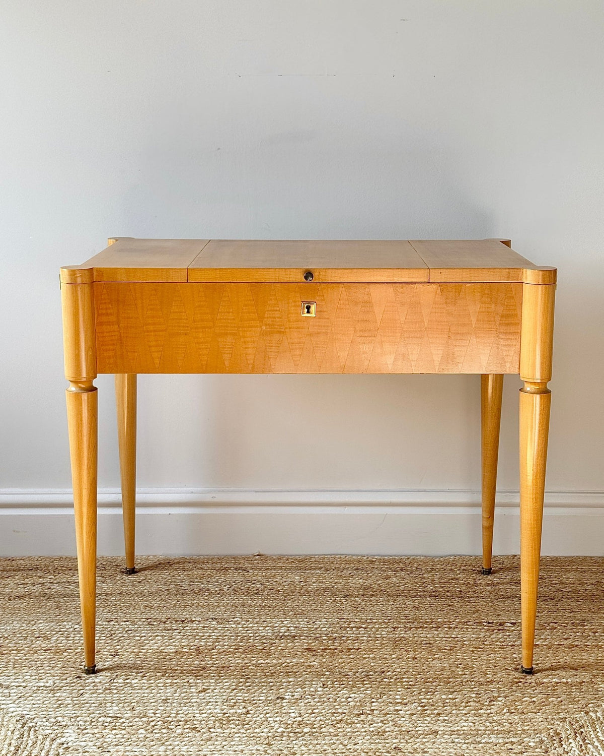 French Lift Top Dressing Table with Geometric Parquetry, c.1950 - Club Sourced