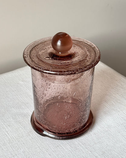Biot Amethyst Bubble Glass Lidded Jar, c.1970s