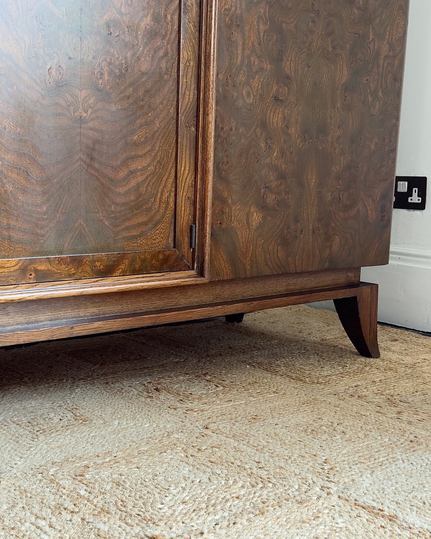 Large French Art Deco Walnut Burr Cabinet, c.1930s