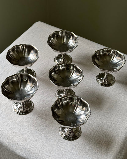 6 x French Scalloped Stainless Steel Coupes