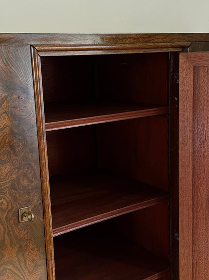 Large French Art Deco Walnut Burr Cabinet, c.1930s