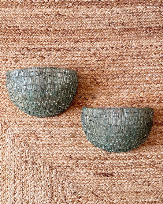 Pair of Italian Green Glass Sconces, Albano Poli for Poliarte c.1970