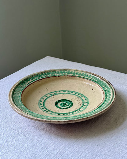 Early 20th Century Spanish Green Spiral Bowl